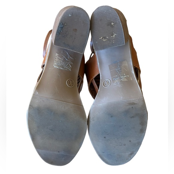 Merona Womens Sandals Kerina Brown Cognac Strappy Block Heel 10 Open Toe Strappy - Picture 5 of 5